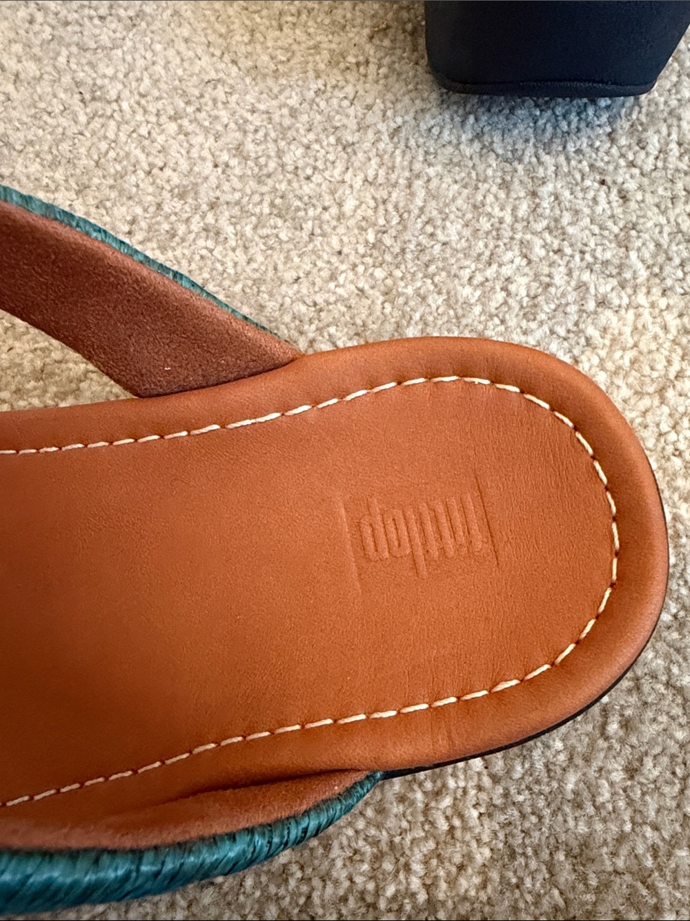 FitFlop Sea Blue Raffia Weave Toe-Thong Wedge Sandals Women’s US 8 EU 39 - Picture 4 of 7
